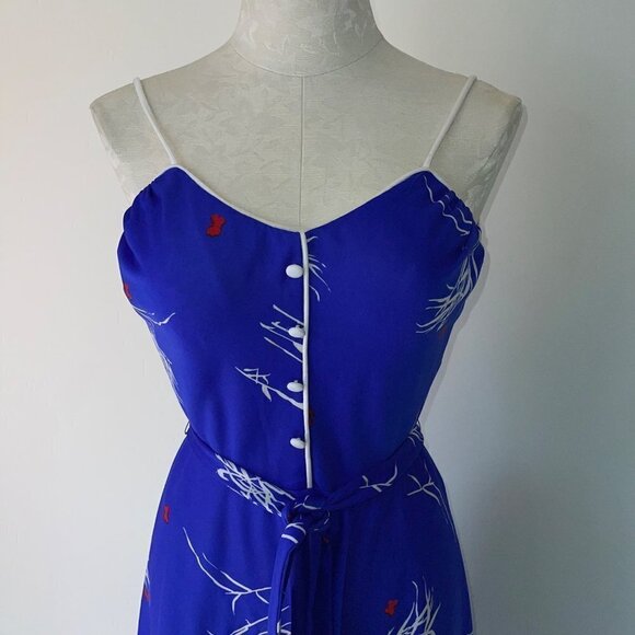 Jack Hartley Inc. Miami Vintage 70s Womens A-Line Dress Size XS Blue Midi Belted - Picture 7 of 13